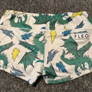 Fleo Dragon Print Shorts - Green, Blue, Yellow